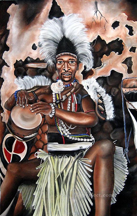 Jared Minjikenda Drummer de l’Afrique Peintures à l'huile